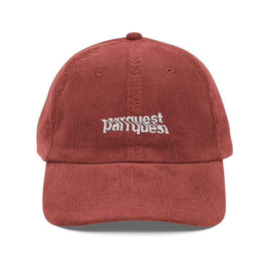 Vintage Corduroy Embroidered Cap — Wavy Logo Dad Hat